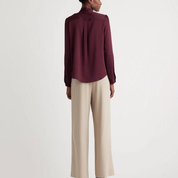 Quince Washable Stretch Silk Tie Neck Blouse - Picture 6 of 9